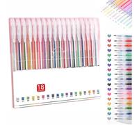 Implementarch Pens, Gettoreach Glitter Gel Pen Set, Glitter Gels Pens Sets for Adult Coloring Books, 12/18/24/36/48 Iridescent Glitters Gel Ink Pen Set for Drawing, Doodling, Crafts (18 Color)