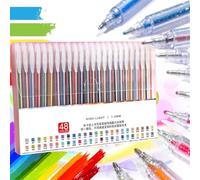Implementarch Pens,Glitter Gel Pen Set,8/12/18/24/36/48 Iridescent Glitters Gel Ink Pens Set,GlitterPens for Adult Coloring Books Drawing,1.0mm Metallic Refill Sparkle Pens for Christmas Cards (48pc)