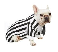 Impoosy Dog Halloween Shirts Funny Pet Clothes Puppy Halloween Costume Striped Shirts with Tie (L)
