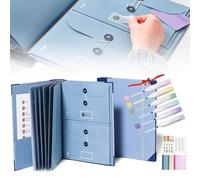 Important Document Organizer, Expandable File Folder for Emergency Binder & Vital Records - Holds Passports, Birth Certificates, Social Security Cards, Photos (Blue)