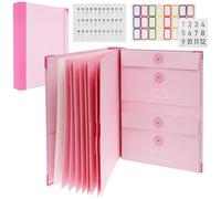 Important Document Organizer Paper File Folder for Important Document Emergency Binder Security Card Passport Photo and Letters(Pink)