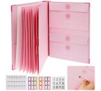 Important Document Organizer,Personal Family Document Organizer Binder Paper File Folder with Sticker,Life Binder Organiser for Passports,School Work,Social Security Cards,Birth Certificate(Pink)