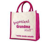 Important Grandma Stuff Canvas Bag (Pink) | A Perfect Little Gift for Nana to say Thank You | Mothers Day Gift for Nana Grandma Grandmother Nanna