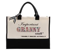 Important Granny Stuff Canvas Tote Bag for Women - Utility Shoulder Beach Bag for Birthday, Mother's Day - Cotton Canvas Gift for Grandma