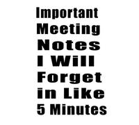 Important Meeting Notes I Will Forget in Like 5 Minutes: Blank lined Notebook, Appreciation gifts for employees from boss, original gift for ... gift for men, colleague gifts for women funny