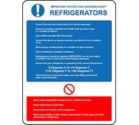 Important notice for catering staff refrigerators temperature kitchen Safety - Self adhesive sticker (200mm x 150mm)