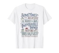 Impossible Alice Wonderland Quote Value Graphic T-Shirt, Men, White, M