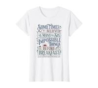 Impossible Alice Wonderland Quote Value Graphic T-Shirt, Women, White, S
