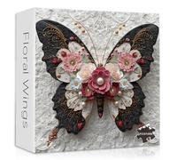 Impossible Butterfly Puzzles for Adults 1000 Pieces, Elegant Floral Butterfly Art Puzzle with Pearls,Colorful Wings Jigsaw Puzzle,Beauty Flower Animal Hard Challenge Aesthetic Puzzles