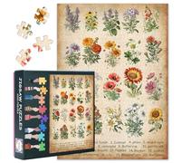 Impossible Challenging Vintage Wildflower Jigsaw Puzzles 1000 Pieces Collection of Floral Jigsaw Puzzle for Artwork Decor Flowers Puzzles Birthday Party Gifts for Friends Puzzle Lovers 27.5"X19.7"