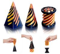Impossible Cone (3PCS), 3D Printed Spiral Cone Fidget Toy, Impossible Pyramid Passthrough Sculpture, Mini Stress Relief Desktop Decorations Toy for Kids Adult Gift (Laser Gold)