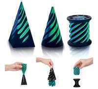 Impossible Cone (3PCS), 3D Printed Spiral Cone Fidget Toy, Impossible Pyramid Passthrough Sculpture, Mini Stress Relief Desktop Decorations Toy for Kids Adult Gift (Laser Blue Green)