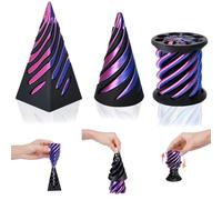 Impossible Cone (3PCS), 3D Printed Spiral Cone Fidget Toy, Impossible Pyramid Passthrough Sculpture, Mini Stress Relief Desktop Decorations Toy for Kids Adult Gift (Laser Purple Blue)
