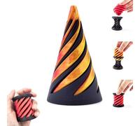 Impossible Cone, Impossible Pyramid Passthrough Sculpture, Spiral Cone Fidget Toy, 3D Printed Spiral Cone Toy, Pass Through Pyramid Fidget Toy, Relax Anxiety Stress Relief, for Kid Adult (Yellow)