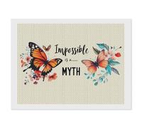 Impossible is A... Math Diamond DIY Painting Kits Horizontal Round Full Drill Digital Art Craft for Home Office Wall Decor 12"x16"