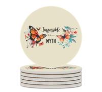 Impossible Is A... Math Round Ceramic Coasters with Non-Slip Cork Base Drink Mats for Kitchen Home Office