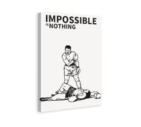 Impossible Is Nothing Boxing Home Motivational Wall Art Fitness Gym Theme Canvas Painting Canvas Wall Decorations Family Saying Quotes Painting Artwork Frame 8x12inchs(20x30cm)