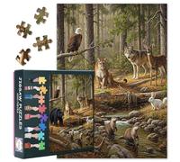 Impossible Jigsaw Puzzles for Adults 1000 Pieces, All Kinds of Animals Inhabit the Peaceful Pine Forest 1000 Piece Jigsaw Puzzle for Adults, 19.5 x 27.5 Inch