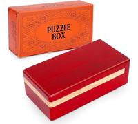 Impossible Mystery Puzzle Box, Secret Opening Mechanism, Hidden Drawer Challenge (Red)