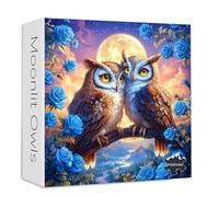 Impossible Owl Flower Puzzles for Adults, PICKFORU Beautiful Bird Puzzles 1000 Pieces Blue Rose, Hard Difficult Nature Animal Art Theme as Wall Decor