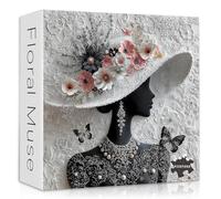 Impossible Puzzles for Adults 1000 Pieces,PICKFORU Floral Muse Puzzle Elegant Lady,Beauty Flower Woman Puzzle Black and White Pearl,Hard Challenge Jigsaw Puzzles Aesthetic