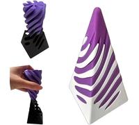 Impossible Pyramid Crossing Sculpture, 8cm 3D Printed Rotating Spiral Cone Fidget Toy for Relief of Stress and Anxiety, Egyptian Pyramid Display Statue Ancient Art Architecture Model (Purple-White)