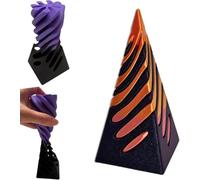 Impossible Pyramid Crossing Sculpture, 8cm 3D Printed Rotating Spiral Cone Fidget Toy for Relief of Stress and Anxiety, Egyptian Pyramid Display Statue Ancient Art Architecture Model (Orange-Black)