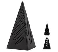 Impossible Pyramid Fidget Toy 3D Printed Spiral Cone Sculpture for Stress Relief and Office Décor, Featuring a Unique Rotating Illusion for Desktop Entertainment (Pure Black)