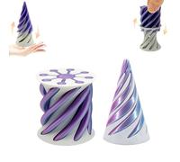 Impossible Pyramid Passthrough Sculpture - 2Pcs 3D Printed Spiral Cone Fidget Toy, Stress and Anxiety Relief Toy, Pass Through Pyramid Fidget Toy for Adult Children (Purple;)