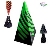Impossible Pyramid Passthrough Sculpture,3D Printed Spiral Cone Toy,Pass Through Pyramid Fidget Toy, Egyptian Pyramid Display Statue,Fidget Toy for Relief of Stress and Anxiety(Green black)