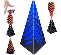 Impossible Pyramid Passthrough Sculpture, 4.3" 3D Rotating Spiral Cone Fingertip Printed Toys, Egyptian Pyramid Statue Art Model, Fidget Stress Relief Toy for Adults & Kids (Black-Blue)