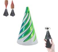 Impossible Pyramid Passthrough Sculpture, Pass Through Pyramid Fidget Toy, 3D Printed Spiral Cone Toy Pyramid Passthrough Sculpture, Desktop Decor Souvenir Gift (New White-Green*1)