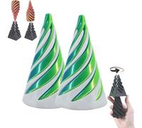 Impossible Pyramid Passthrough Sculpture, Pass Through Pyramid Fidget Toy, 3D Printed Spiral Cone Toy Pyramid Passthrough Sculpture, Desktop Decor Souvenir Gift (New White-Green*2)