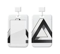 Impossible Triangle Id Badge Holder with Lanyard-Vertical Card Protector Clear Abs Hard Shell, Retractable Reel for Work Office