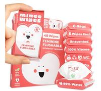 Impossibly Compact Travel Feminine Wipes - 99% Water and Aloe - pH Balanced, Period-Friendly & Ultra Soft - Travel Essentials for Women & Teens - Unscented - 8 Pack Total 48 Wipes