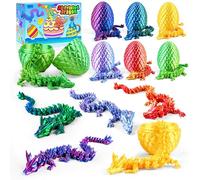 Impossmaker 6PCS 3D Dragon Eggs with Dragon Inside, Easter Basket Stuffers Mini Egg Set Articulated Unique Easter Basket Essentials for Adults Kids