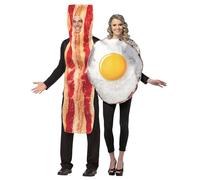Imposta Costume - Bacon & Fried Egg Couples Costume - Adult One Size | Matching 2-piece food-themed fancy dress set with bacon slice and fried egg tunics for couples, friends, men or women