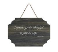 Imprecatory Psalm Asking God to Judge The Sinful Wood Sign 6x10in Bible Verse Wall Art Rustic Farmhouse Hanging Wooden Plaques Signs for Entryway Door Living Room Kitchen Christmas Decorations