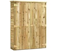 Impregnated Pine Garden Tool Shed 123 x 50 x 171 cm with 4 Shelves, Double Door, Weatherproof, Lockable, Ideal for Tool Storage and Garden Accessories