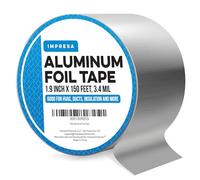 Impresa Aluminium Foil Tape - 4.82 cm Wide (45.72 meters) - Aluminium Sheet for Ductwork - Ideal for Sealing and Patching Hot & Cold HVAC, Ducts, Pipes - Silver Tape for Home and Commercial Use