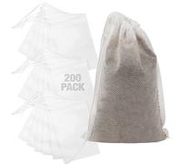 IMPRESA Non-Woven French Press Filter Bags 200-Pack - Versatile Tea Strainers for Loose Tea & Mason Jar Brewing - Disposable Coffee Bags for French Press - Cold Brew Filters with Drawstring Seal