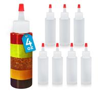IMPRESA Plastic Squeeze Bottles - Use as Condiment Bottles & Cookie Decorating Supplies & Arts & Crafts - Food-Grade BPA & Latex-Free Plastic - Reusable with Pre-Cut Tips - 4 Oz, Clear, 8-Pack