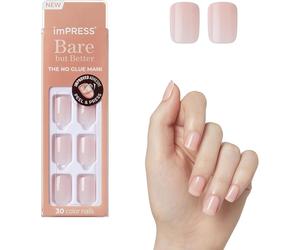 imPRESS Color Bare but Better Press-On Nails, No Glue, Pink, Short Square, 33 C