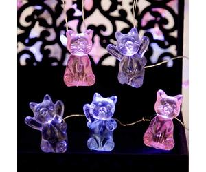 Impress Life 3D Kitty Cat String Lights:10 ft 30 LEDs Fairy Lights USB & Battery Powered with Remote Cute Kitten Animal Lights for Bedroom Home Wedding Birthday Party Indoor Christmas Decorations