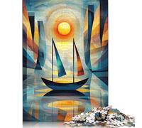 Impression Sunrise - Cubist Minimalist Masterpiece Inspired by Monet Puzzles 1000 Pieces Wooden Puzzles Puzzle for Adults And Teenager for Adults& Teens Age 12 Years Up 1000pcs (75x50cm)