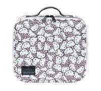 Impression Vanity Makeup Bag with Faux Leather, Hello Kitty Travel Toiletry Bag with Inside Zipper Pockets, Waterproof Reusable Large Cosmetic Make up Vanity Organizer Bags for Travel, White/Pink