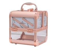 Impression Vanity Savvy Slaycube Makeup Travel Case with Crystal Clear Panels, Rose Gold Clear White Marble, Makeup Travel Case With Crystal Clear Panels