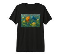Impressionism Art Inspired Cat Illustration - Fun Cute Premium T-Shirt