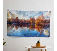 Impressionism Lakeside Reflections Wall Tapestry - Vibrant 100% Cotton & Polyester Fabric Art Tapestry for Bedroom, Living Room & Dorm - Lightweight & Stylish Wall Hanging