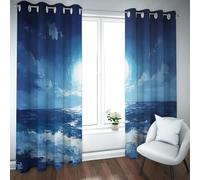 Impressionism Modern Art Blackout Curtains Sunset Sunrise at Sea Privacy Light Blocking Drapes for Bedroom Dining Room Farmhouse Blue W46xL54in 2 Panels